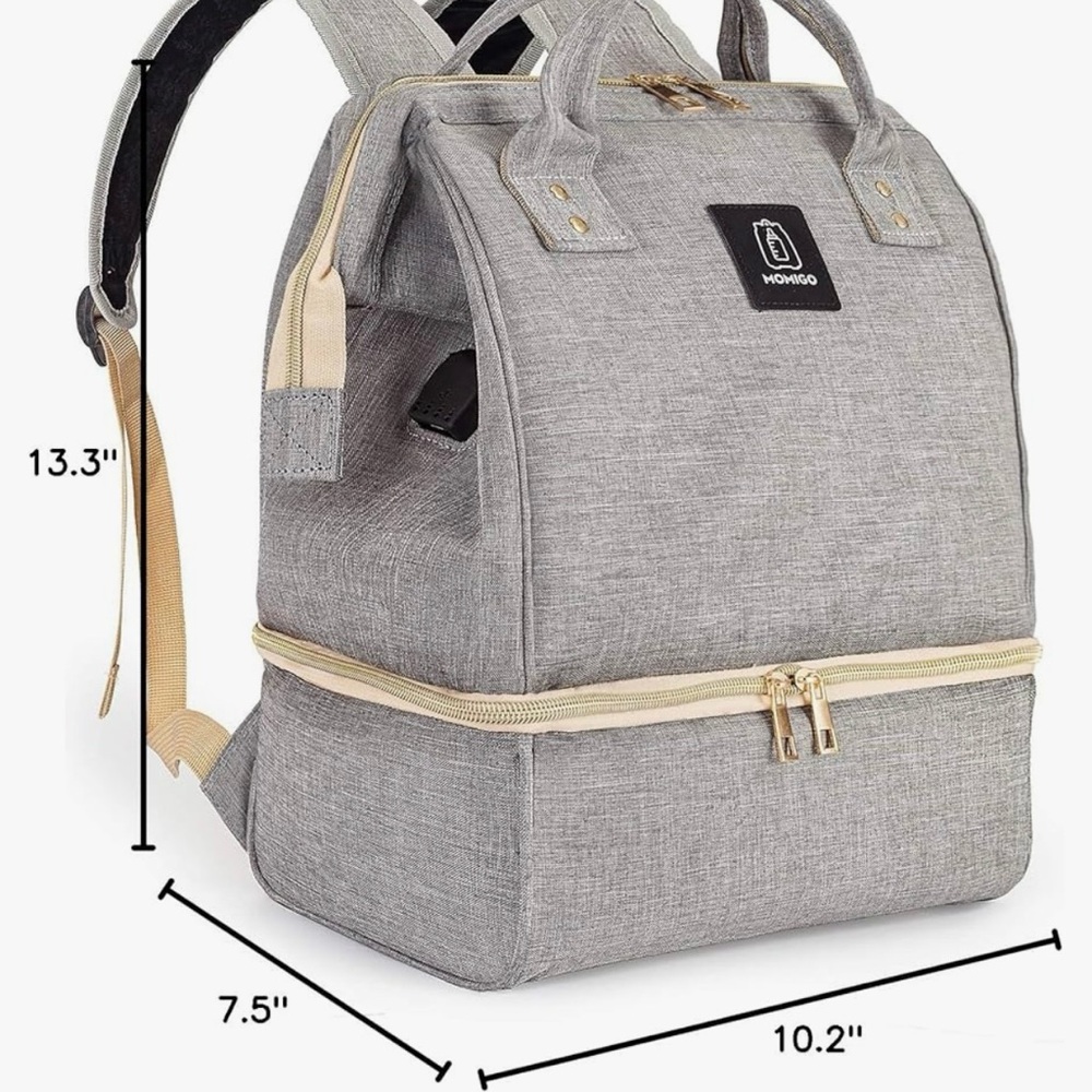 Momigo Breast Pump Backpack - Cooler and Moistureproof Bag Large (Grey)